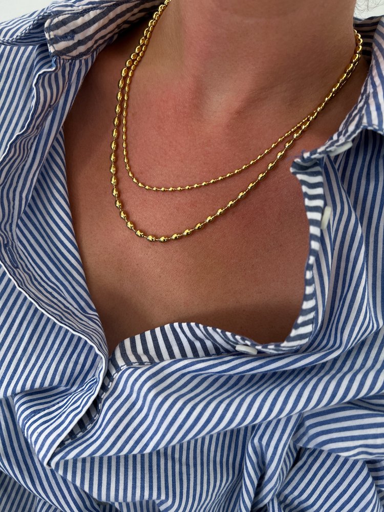 Gold beaded layered necklace