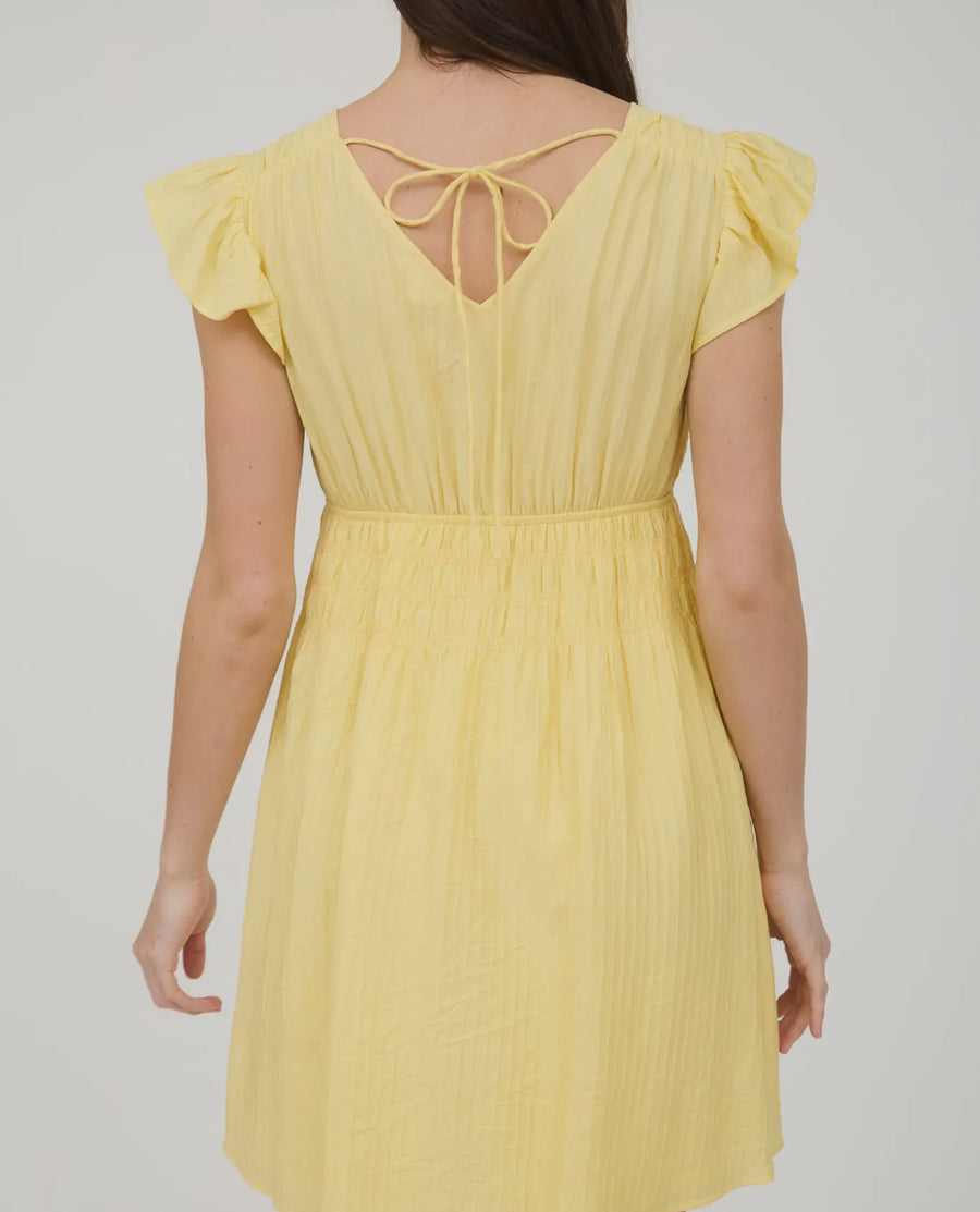 Ruffle sleeve dress yellow
