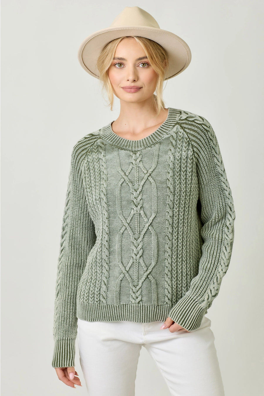 Washed cable sweater