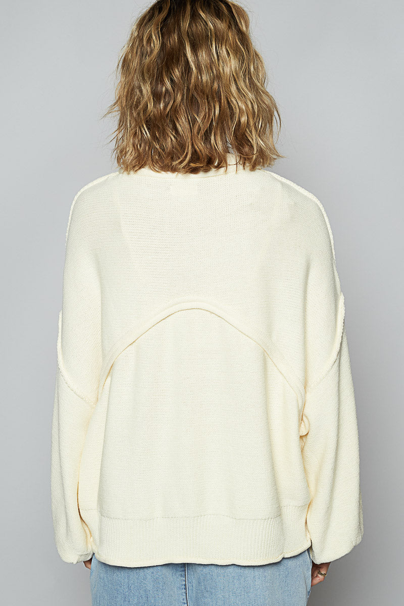 Ballon sleeve round neck sweater