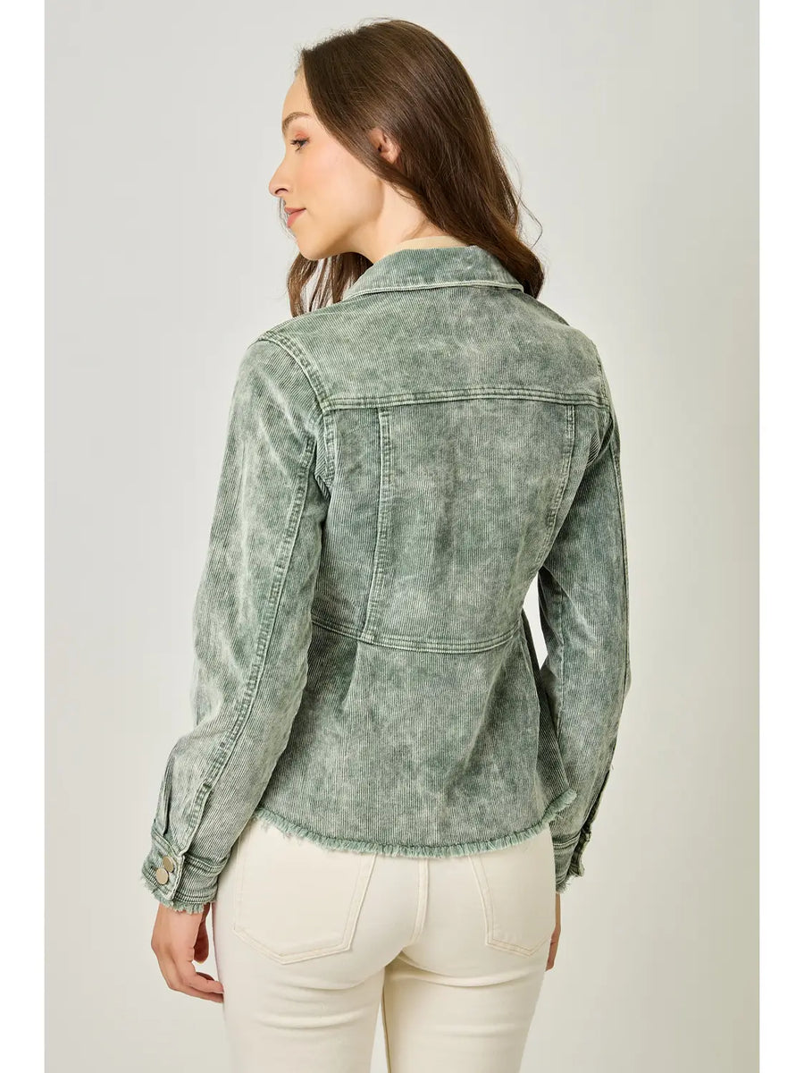 Washed Denim Peplum Jacket