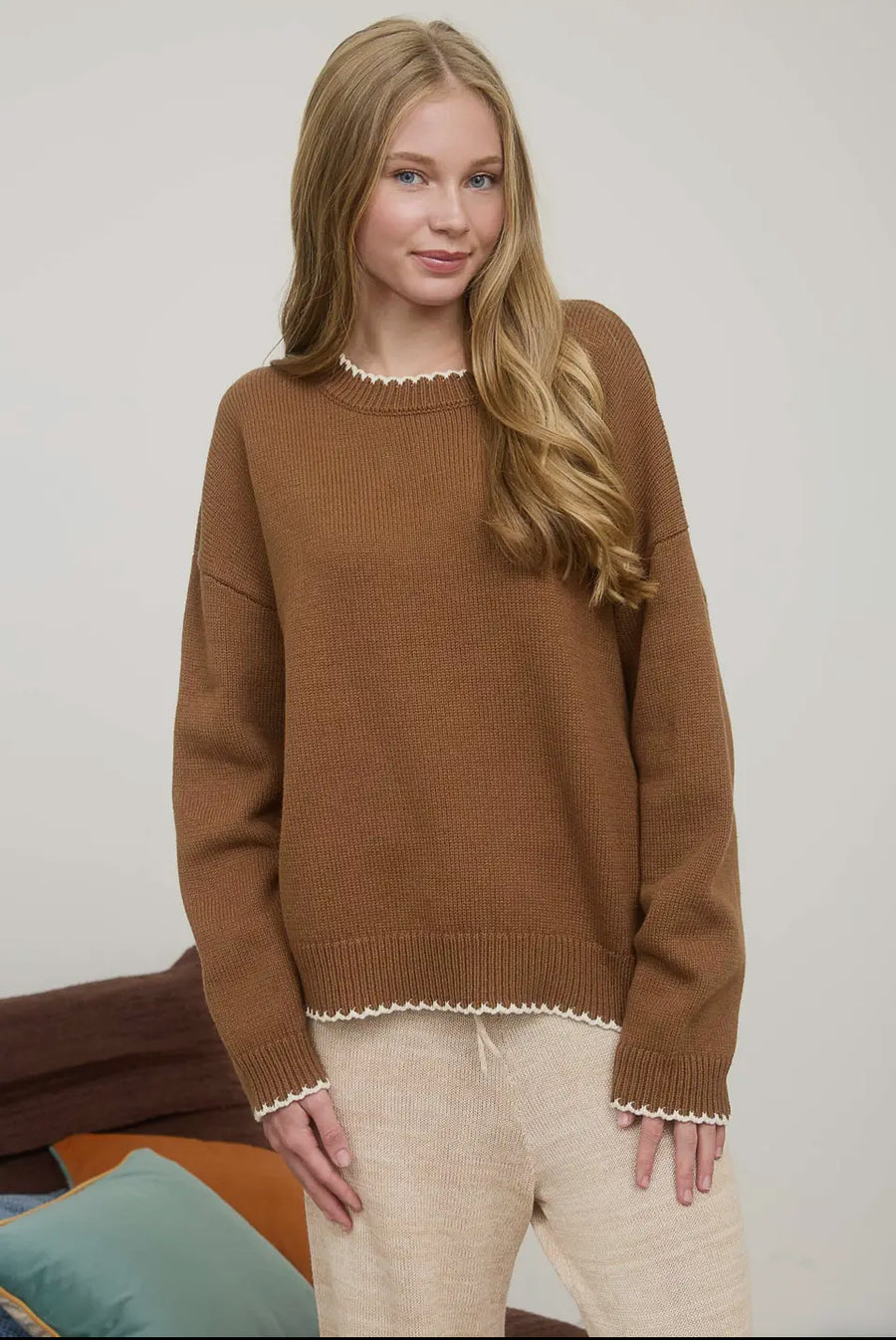 Contrast stitch sweater