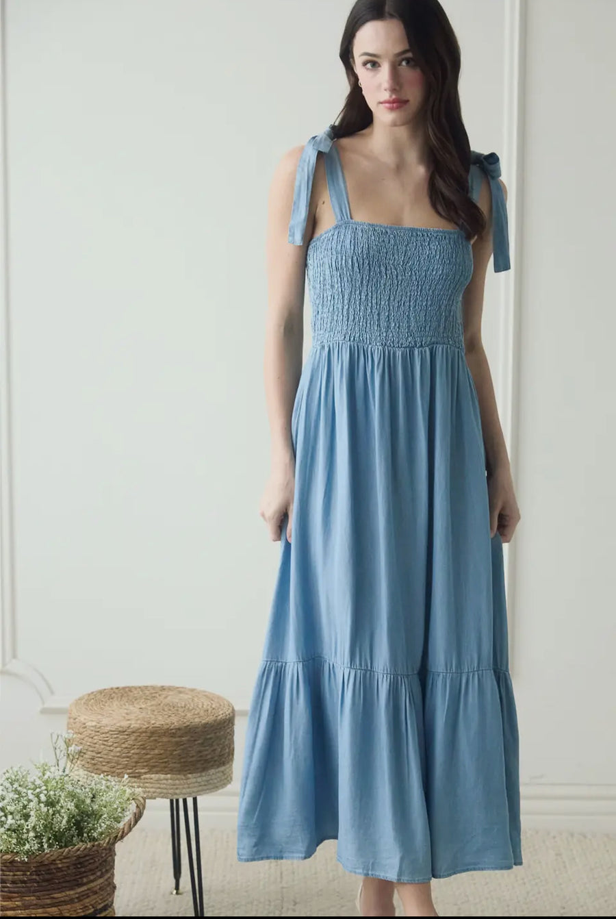 Chambray maxi dress