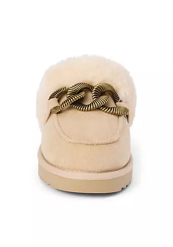 Taos slip on faux fur mule natural