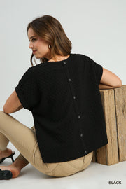 Jacquard back button top
