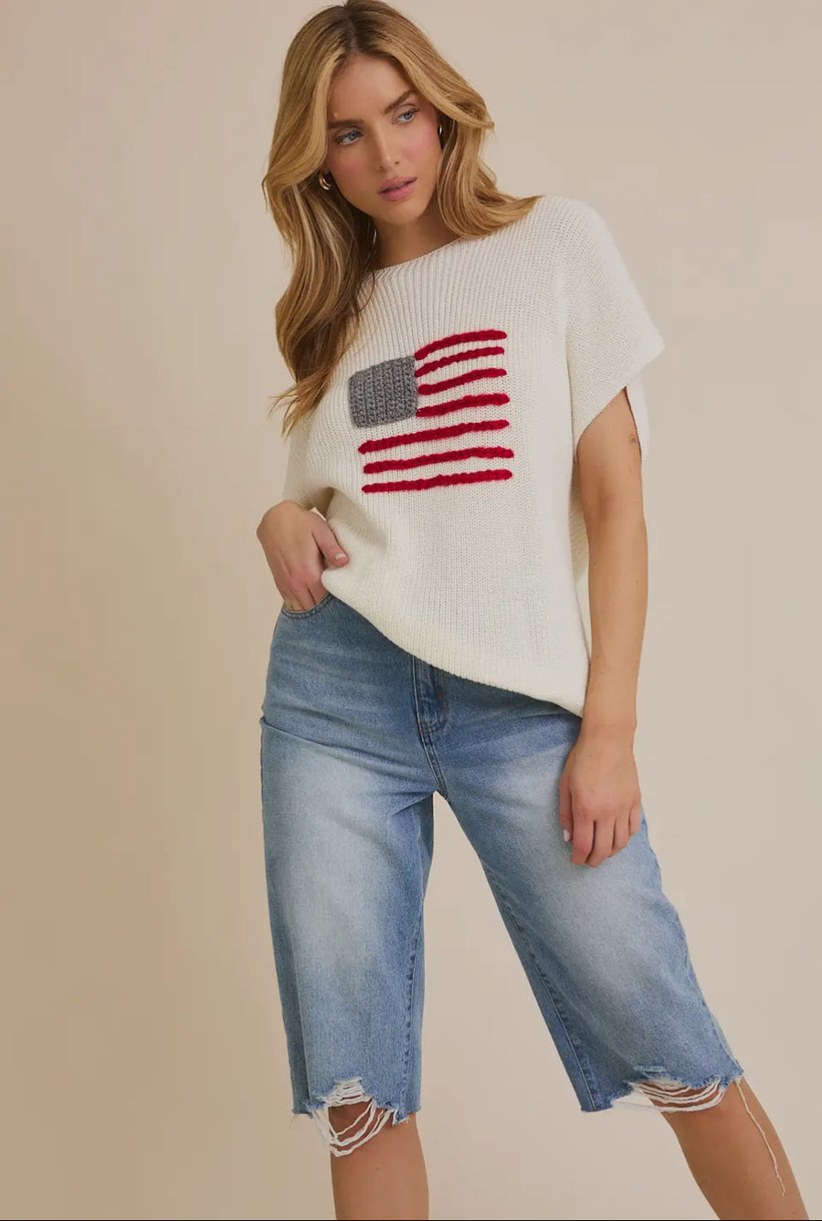 Flag short sleeve sweater