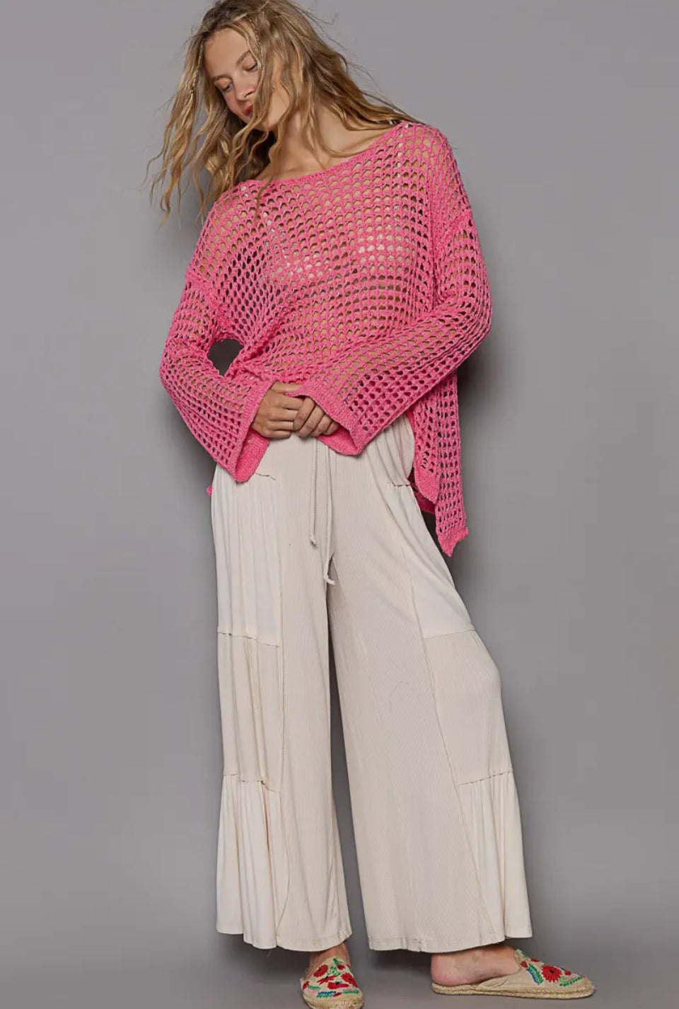 Dropped shoulder crochet top