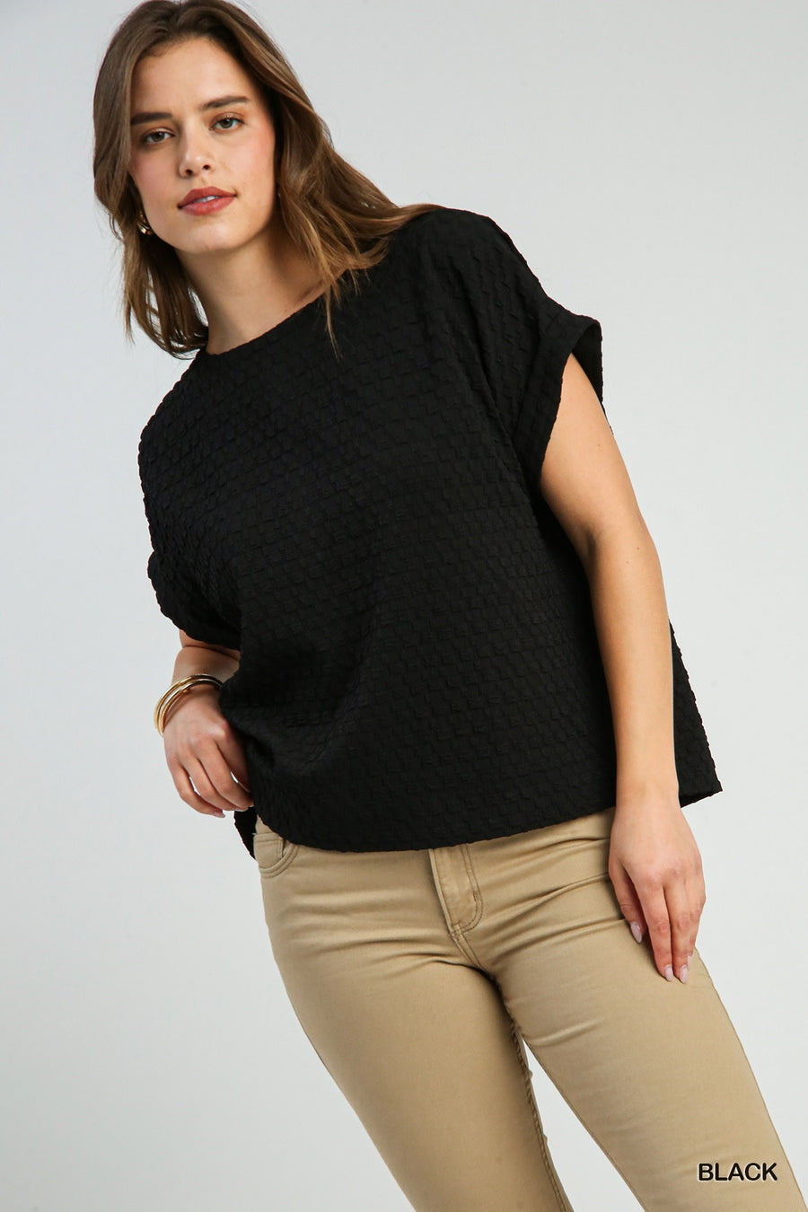 Jacquard back button top