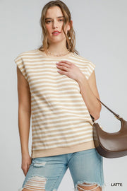 Striped round neck knit top