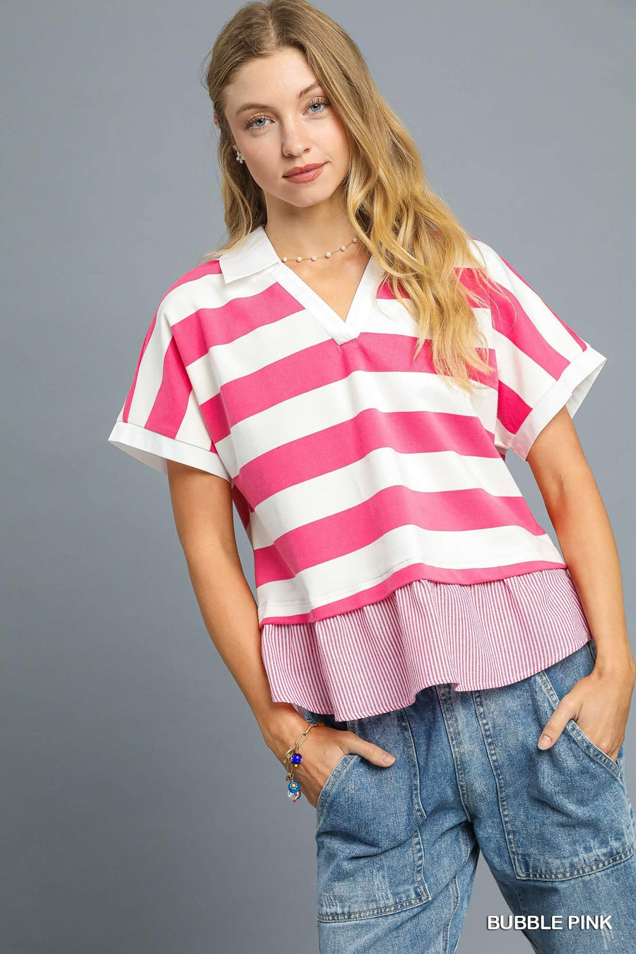 Contrast stripe top