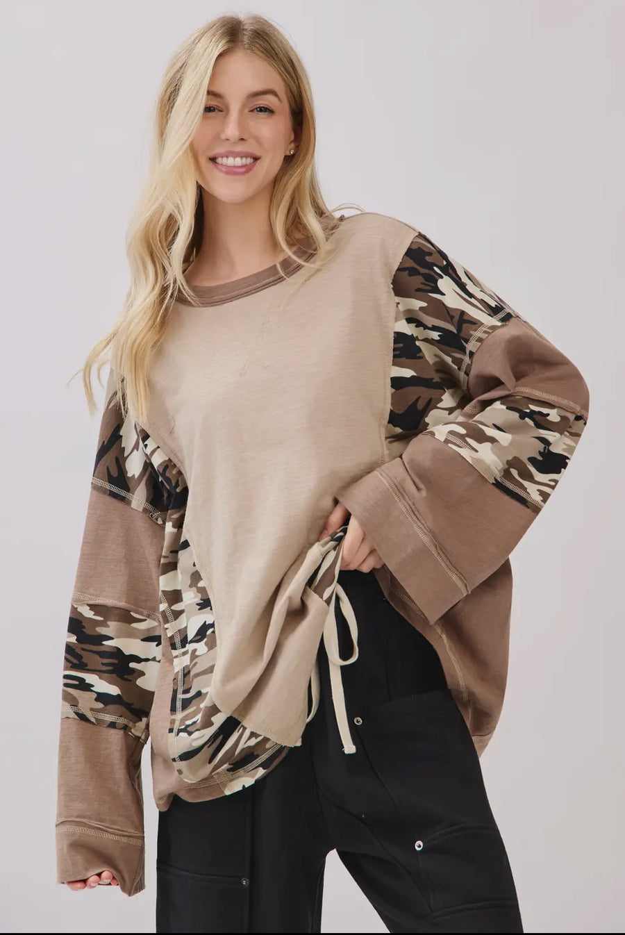 Camo patchwork top