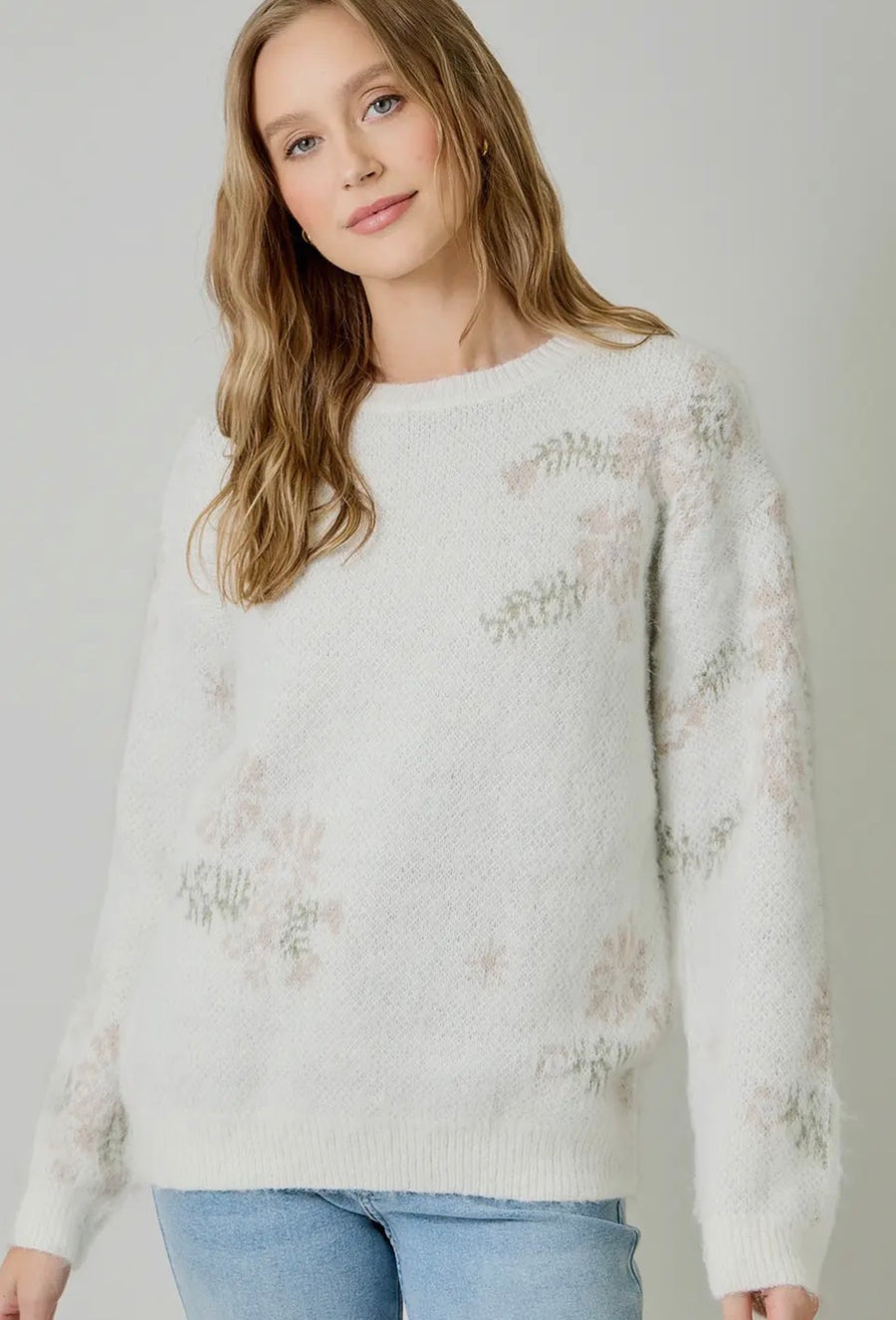 Floral pullover sweater