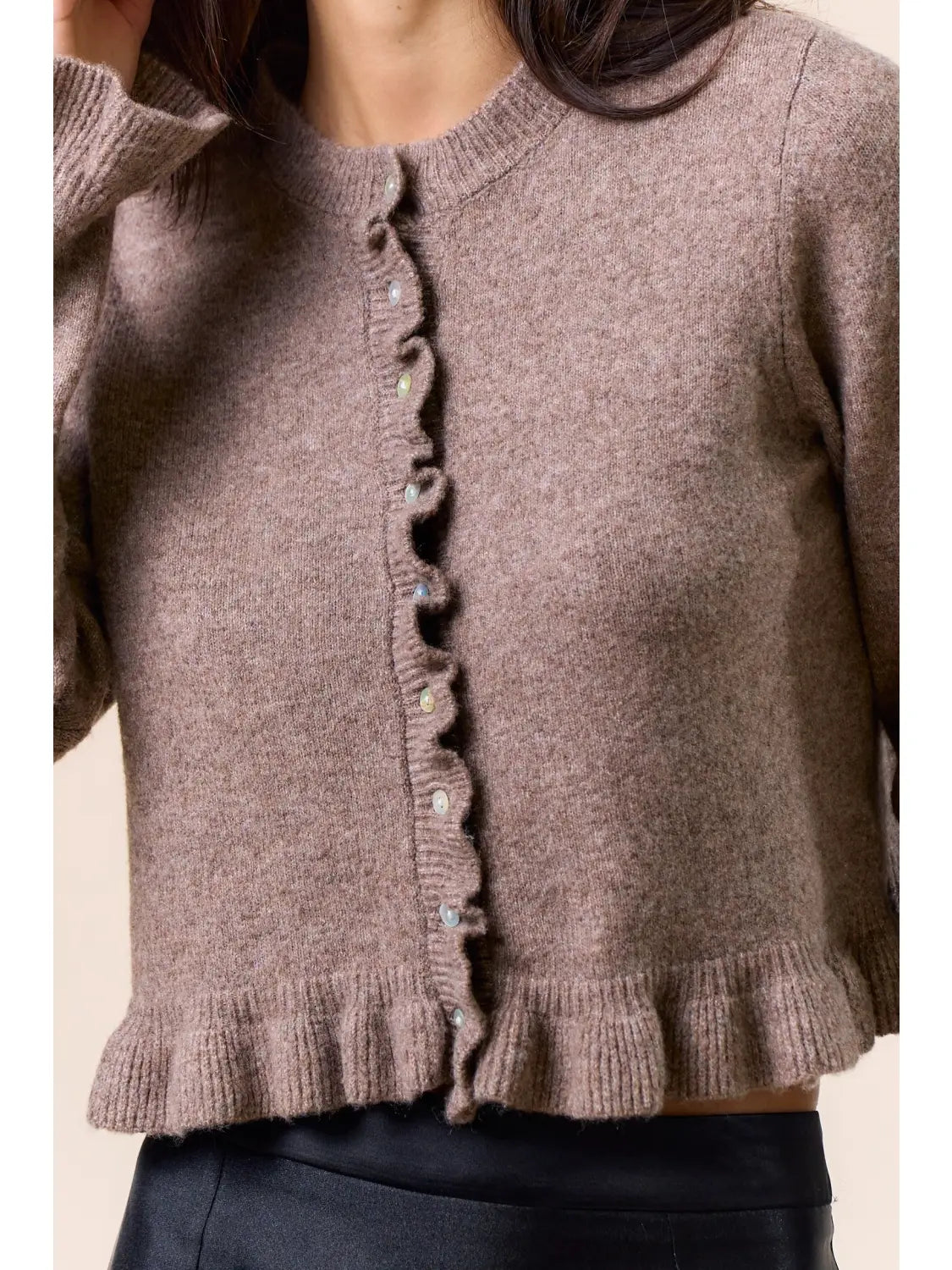 Ruffle Trimmed Cardigan