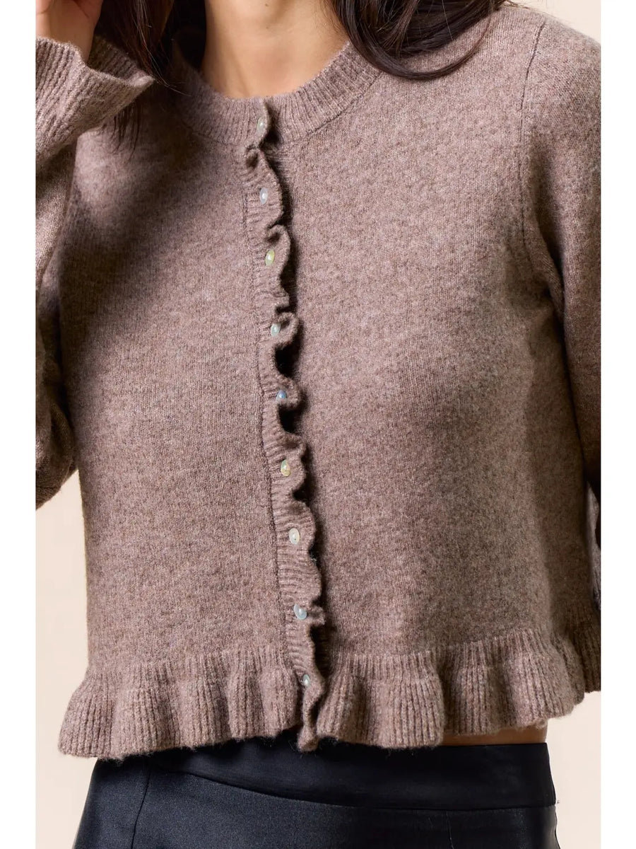 Ruffle Trimmed Cardigan