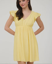 Ruffle sleeve dress yellow