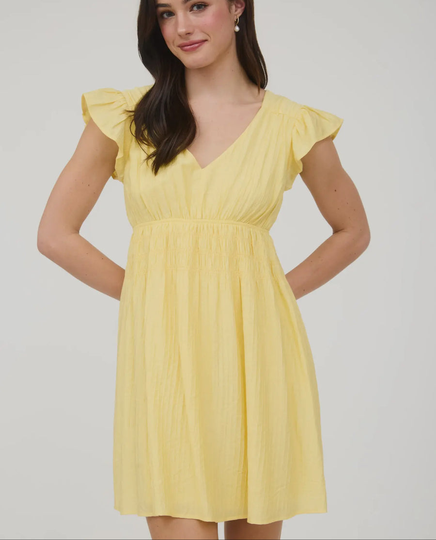 Ruffle sleeve dress yellow