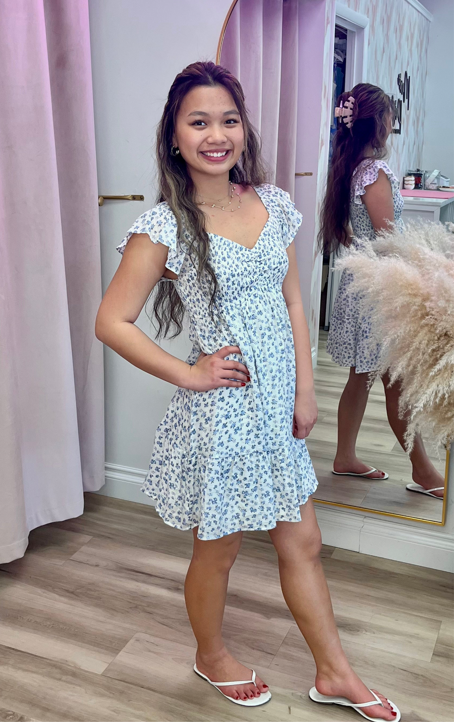 Smocked floral dress