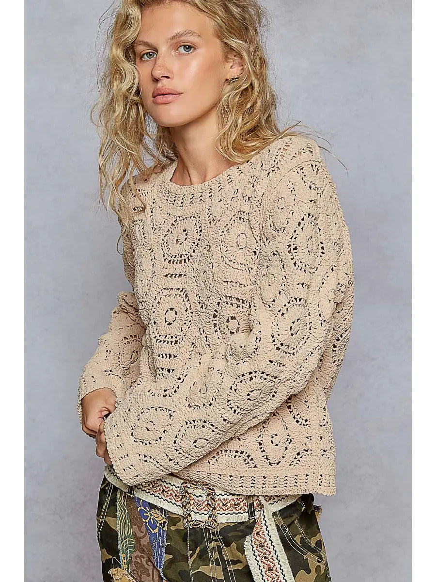 Mocha Crochet Sweater