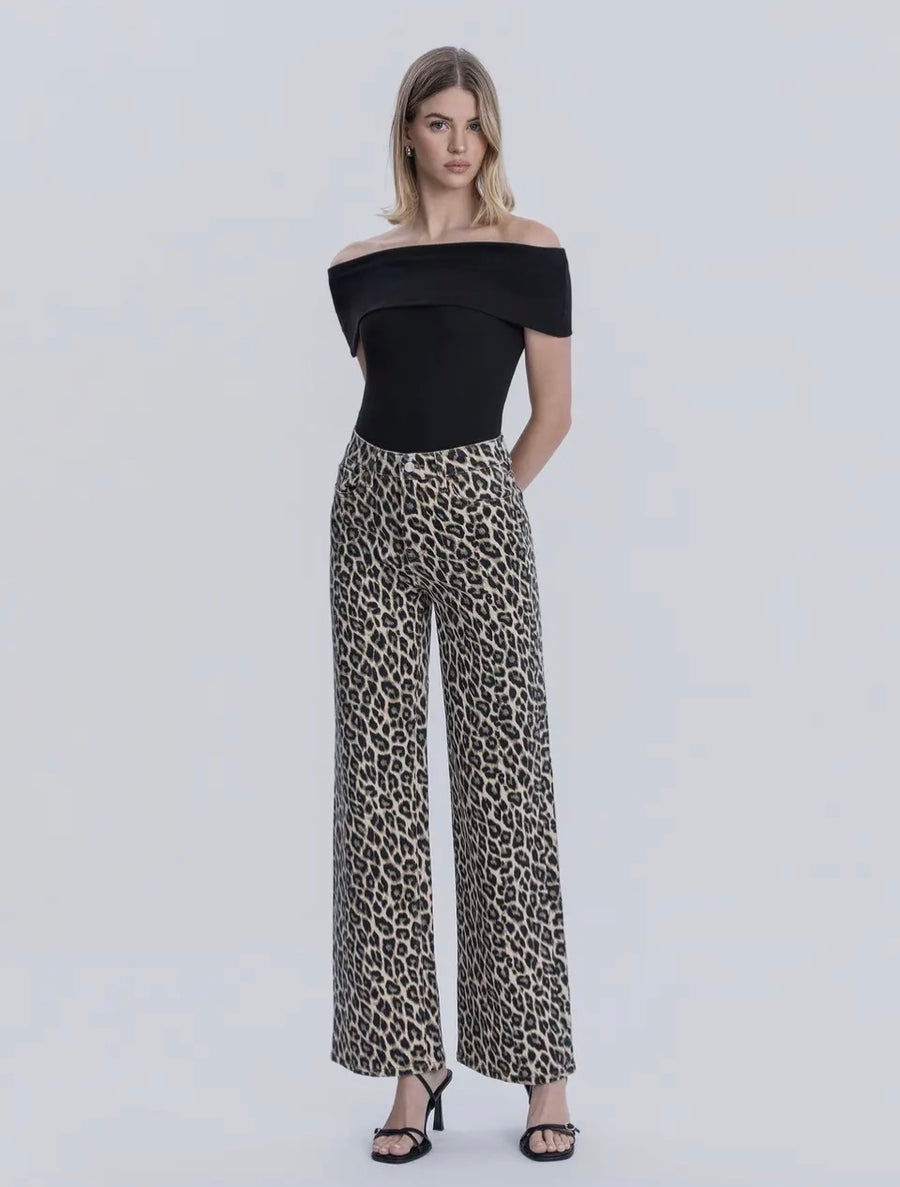 Leopard wide leg jeans