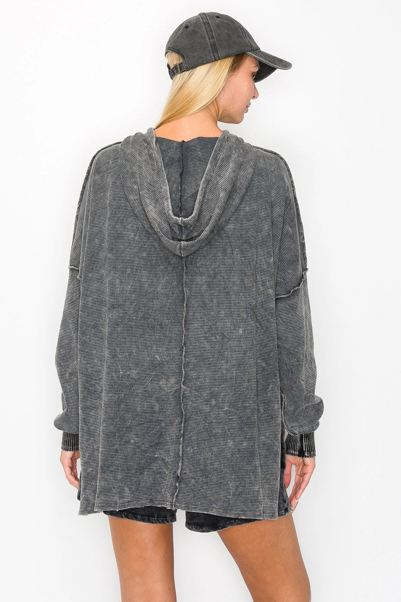 Mineral wash thermal hoodie