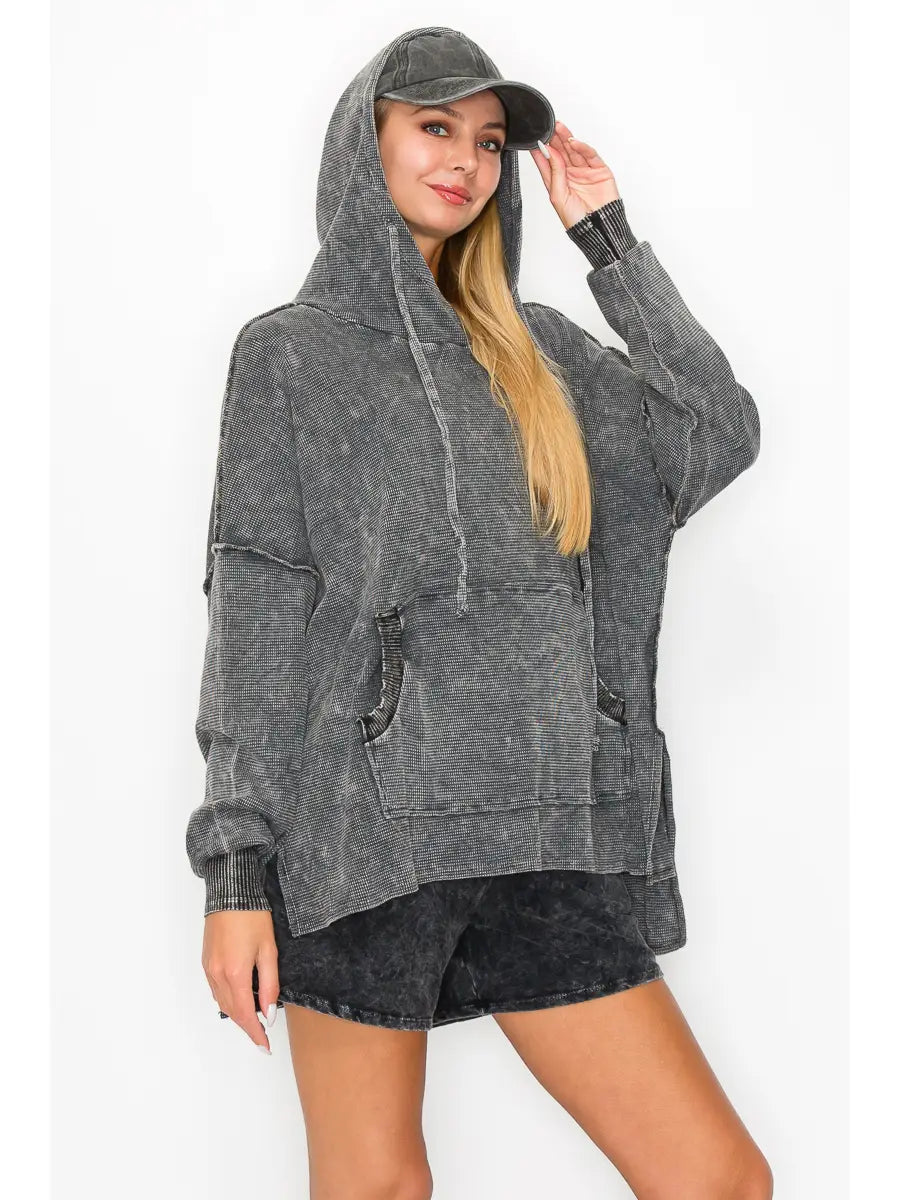 Mineral wash thermal hoodie