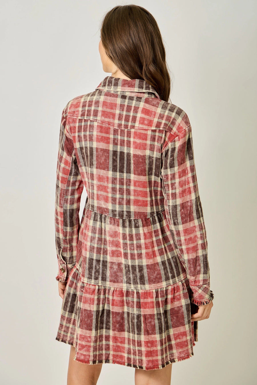 Acid washed tiered dress