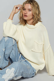 Ballon sleeve round neck sweater