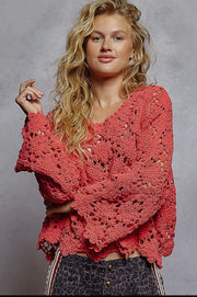 Scalloped edge crochet sweater