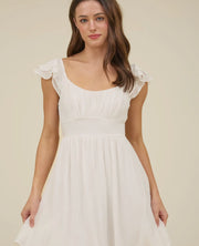 Ruffle sleeve tie back dress