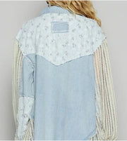 Lace woven denim jacket