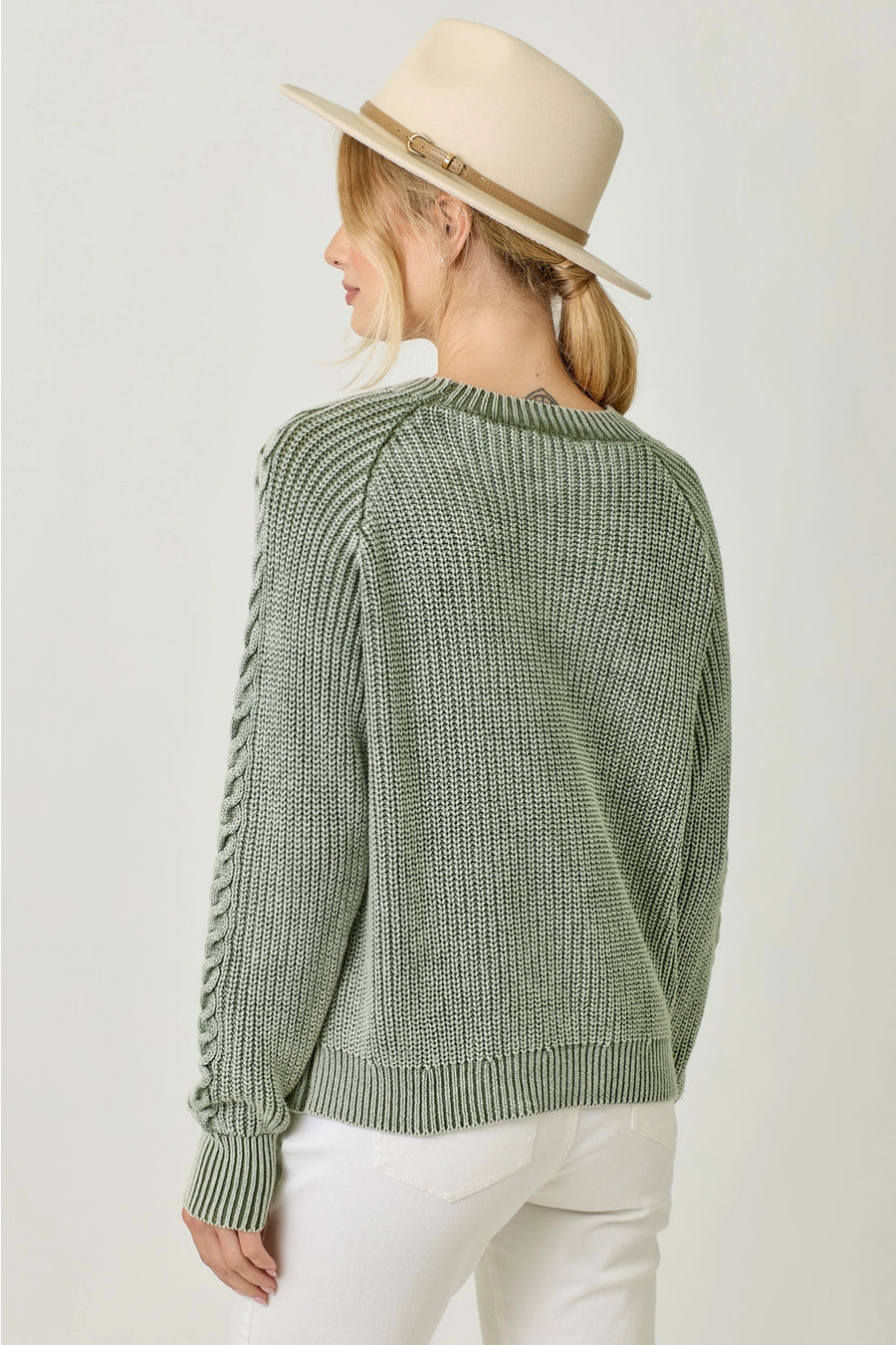 Washed cable sweater