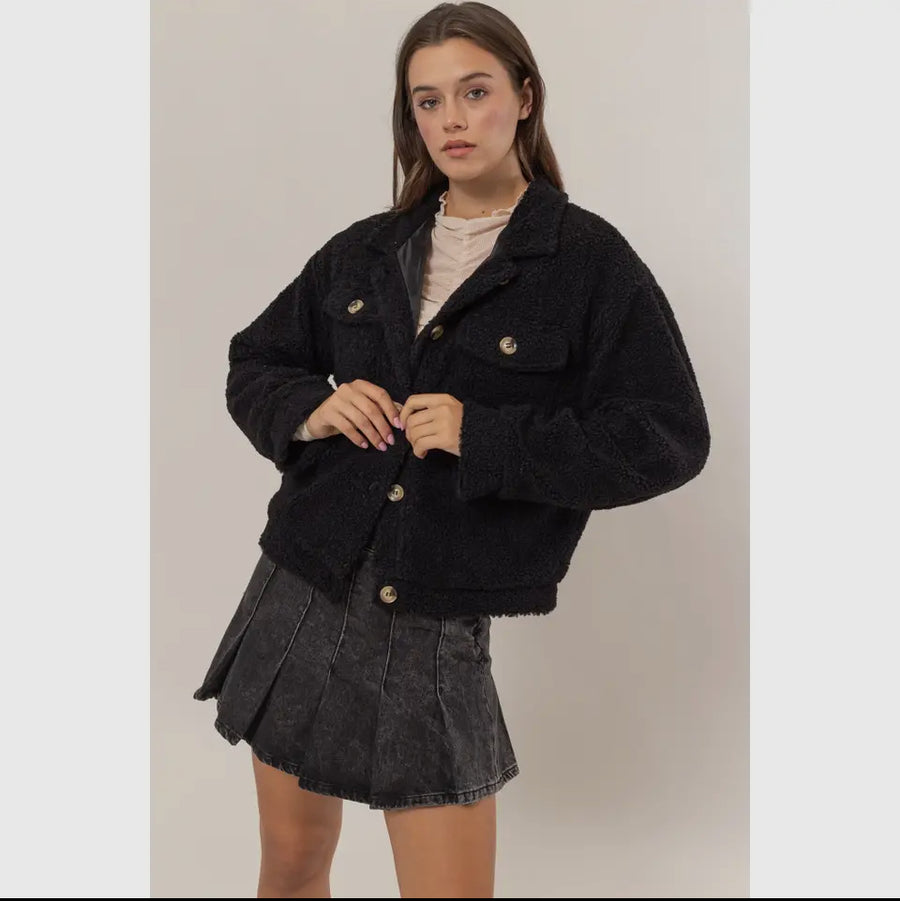 Sherpa button front jacket