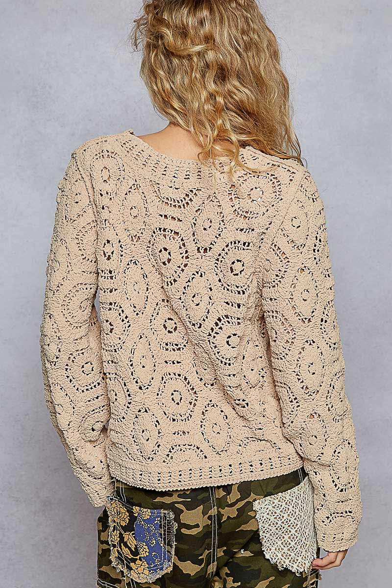 Mocha Crochet Sweater