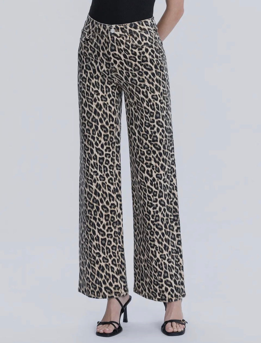 Leopard wide leg jeans