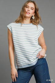Striped round neck knit top