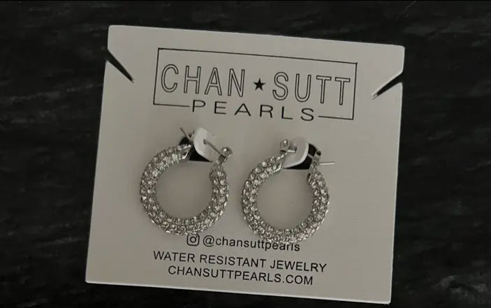 Silver diamond hoops