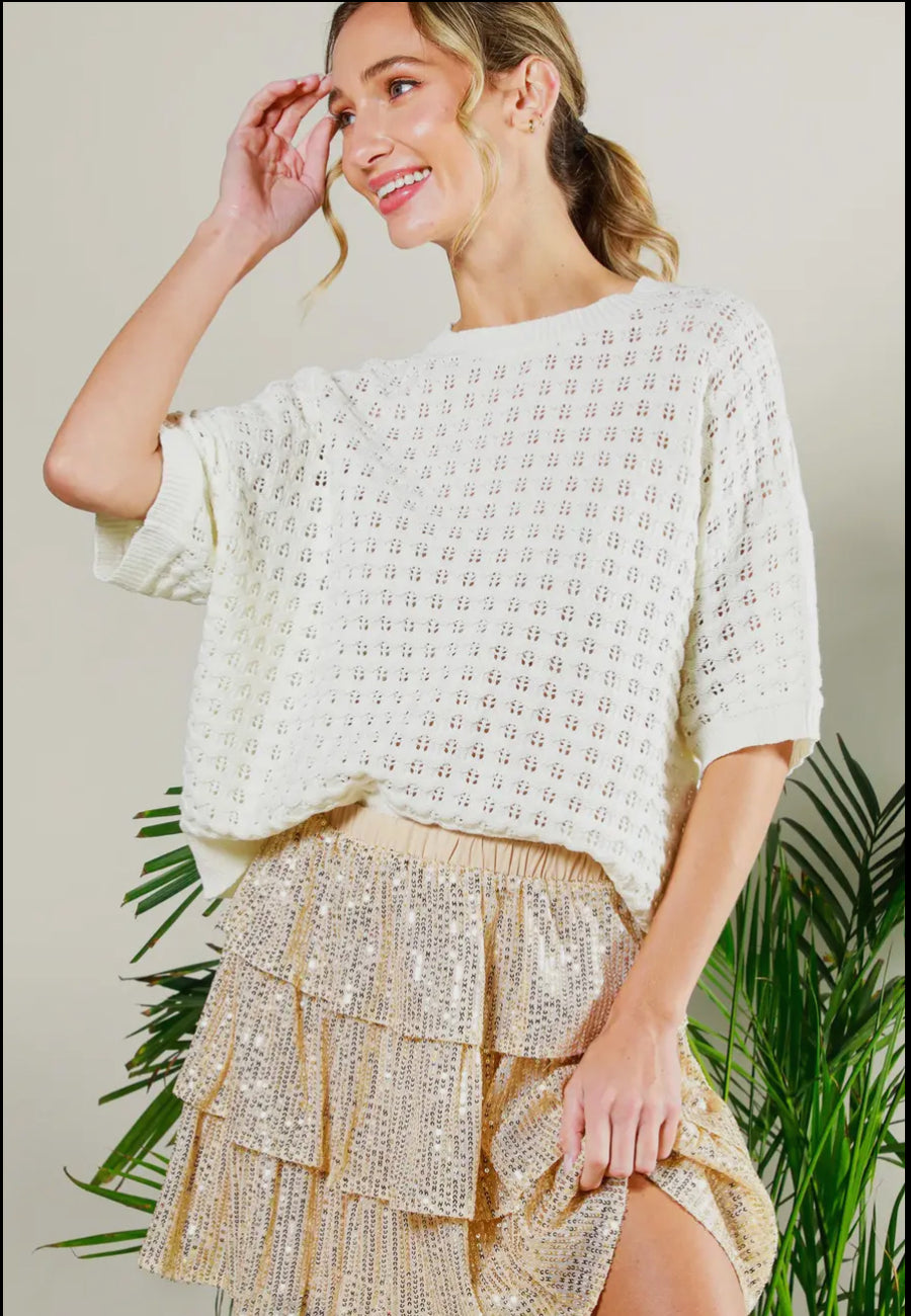 Crew neck crochet sweater