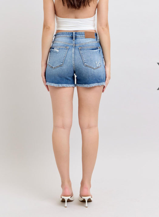 Judy Blue HW Vintage Frayed Hem Shorts