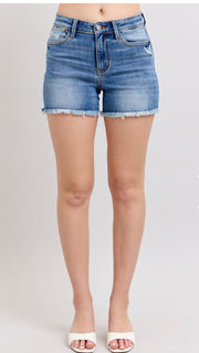 Judy Blue HW Vintage Frayed Hem Shorts
