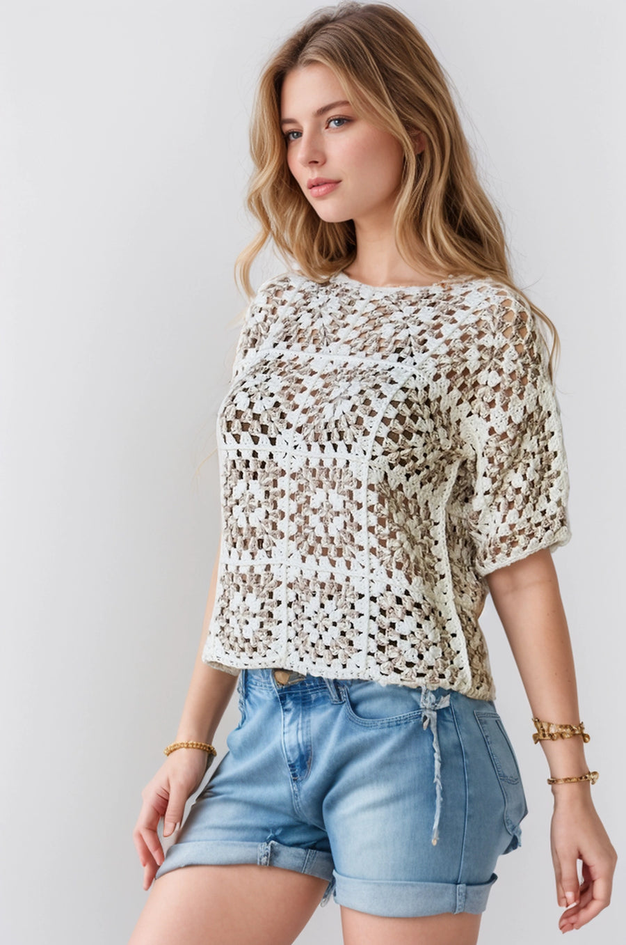 Short Sleeve Crochet Top