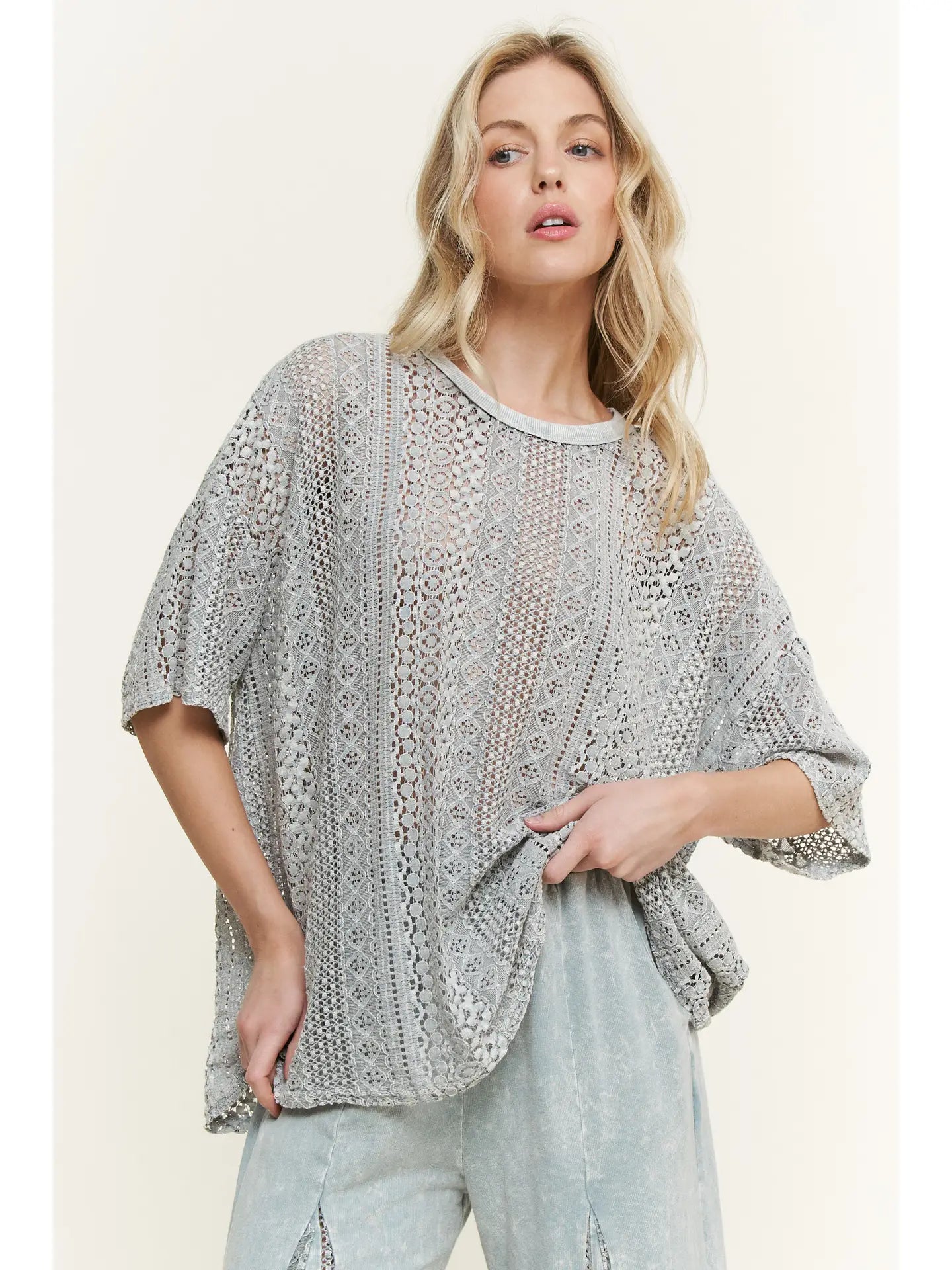 Mineral wash Lace Top