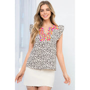 Embroidered Cheetah Top