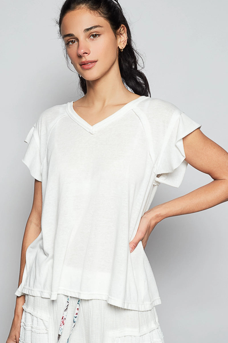 V-neck Flutter Tee
