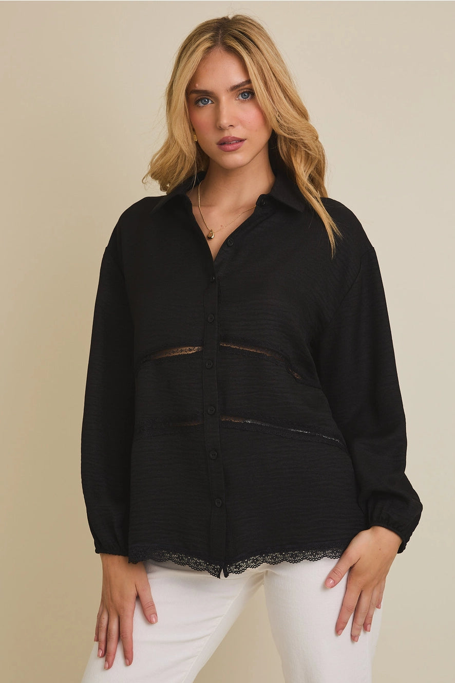 Lace Trim Button Up