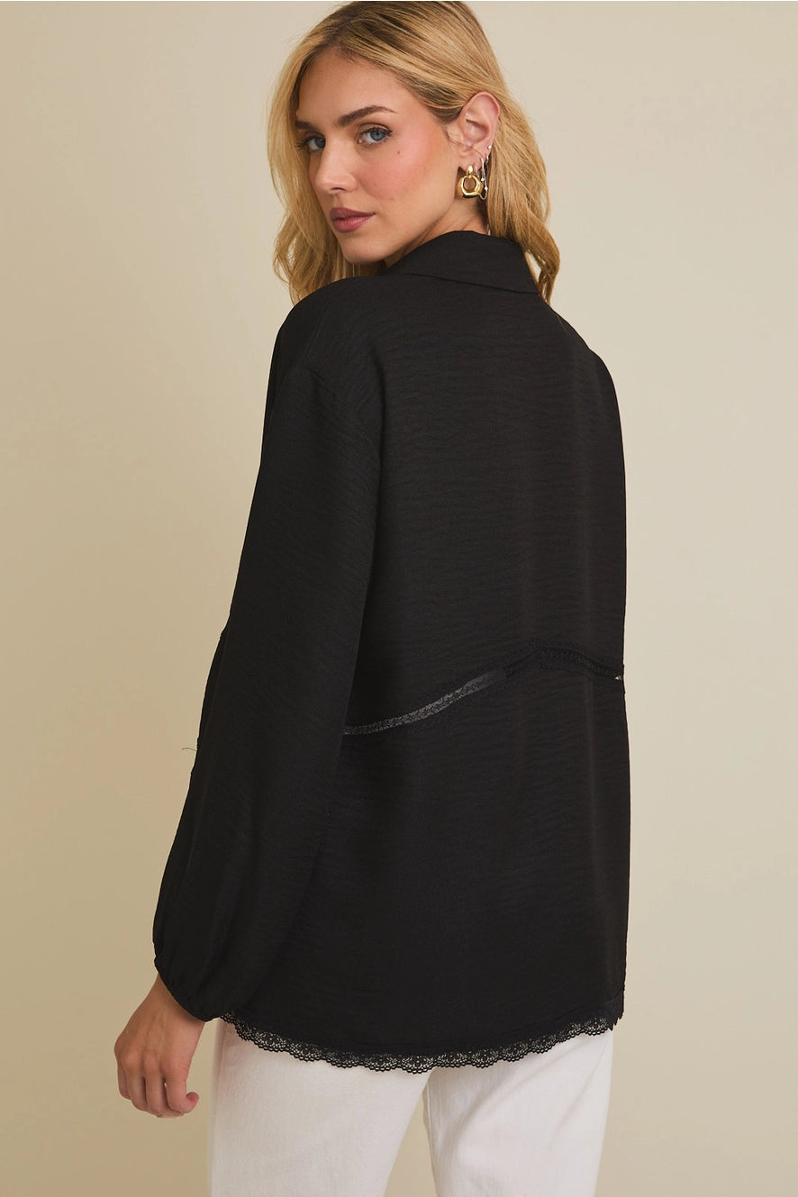 Lace Trim Button Up