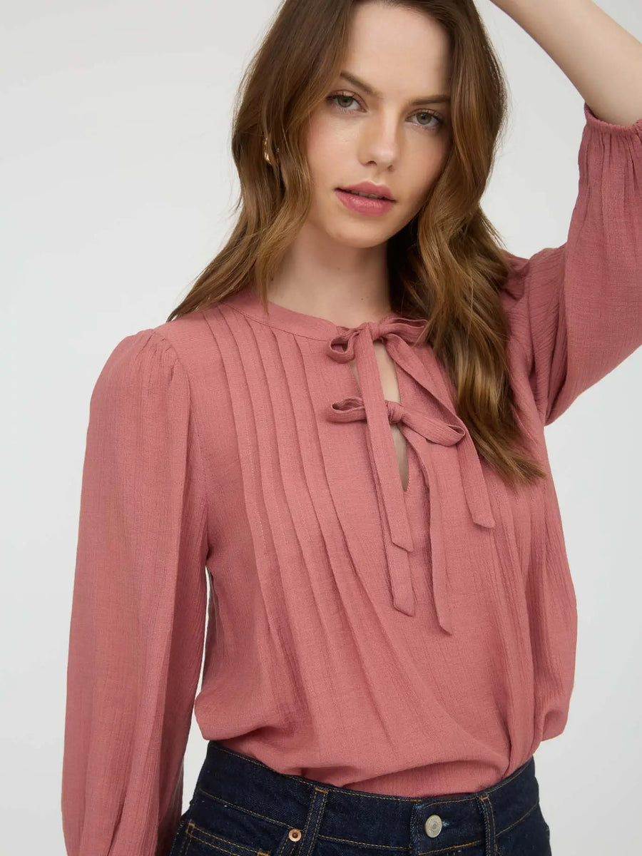Double Ribbon Pleated Top