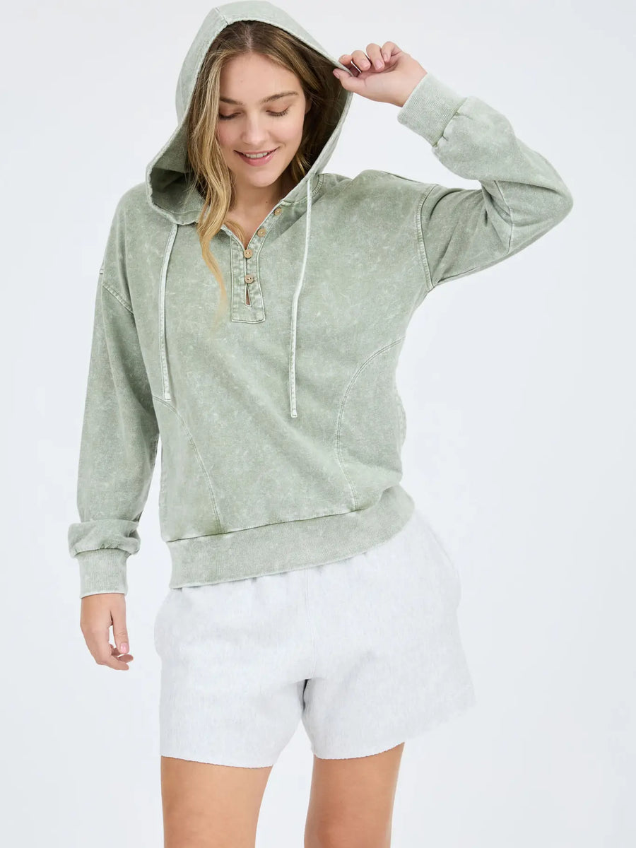Washed Henley Hoodie