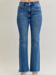 Judy Blue HW Double Button Frayed Hem
