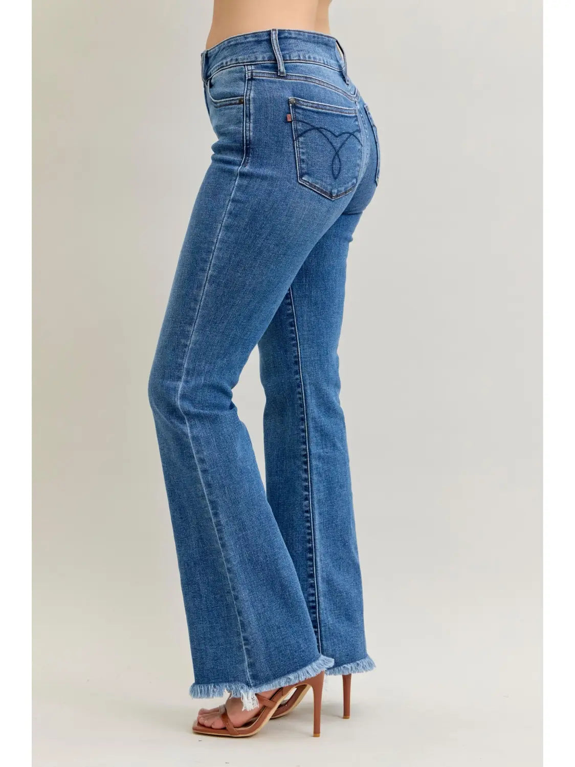 Judy Blue HW Double Button Frayed Hem