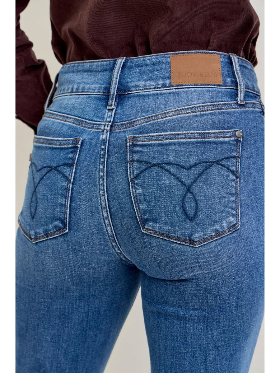 Judy Blue HW Double Button Frayed Hem